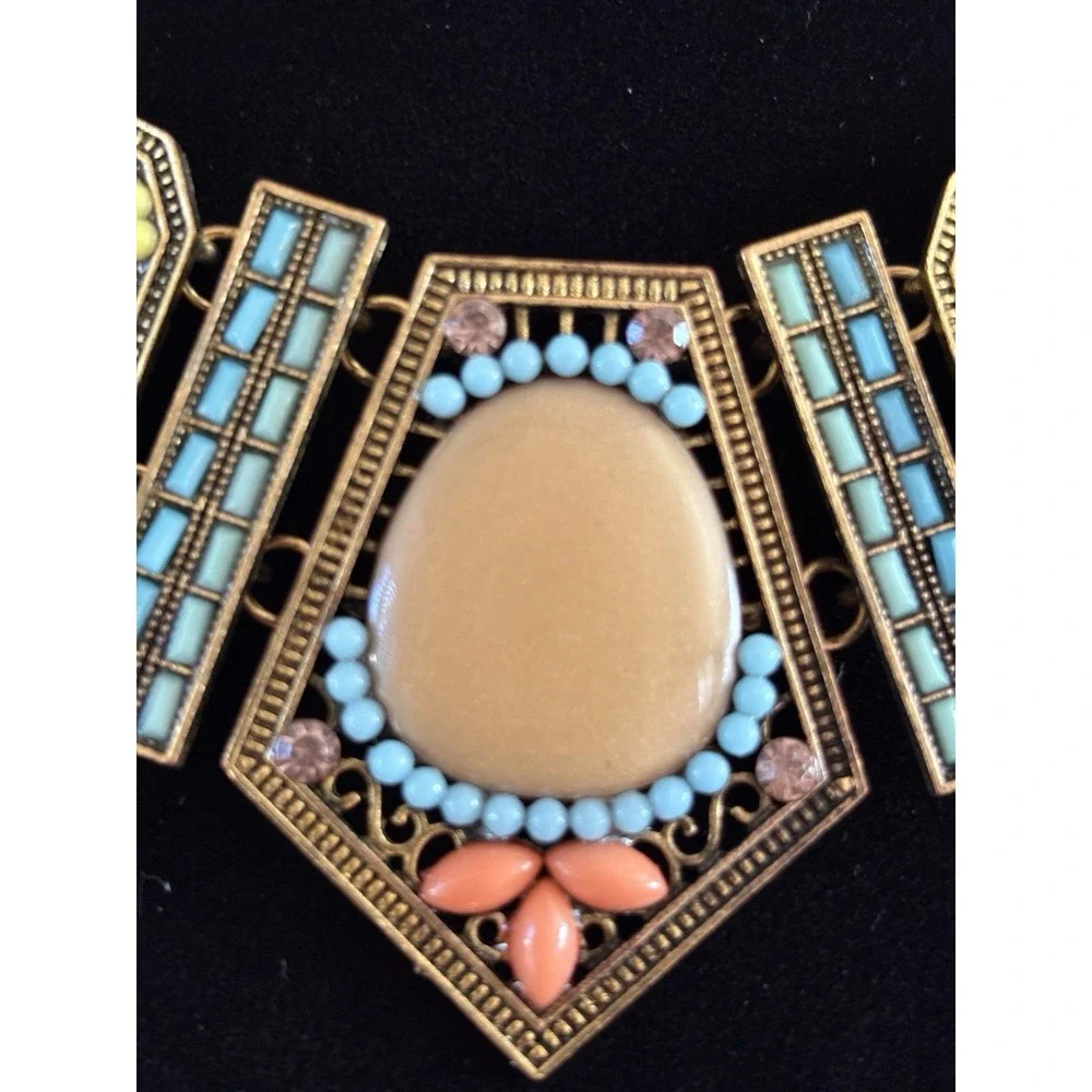 BETSEY JOHNSON Necklace Fantasy Island Time Multicolor Lucite & Bead Blue Orange